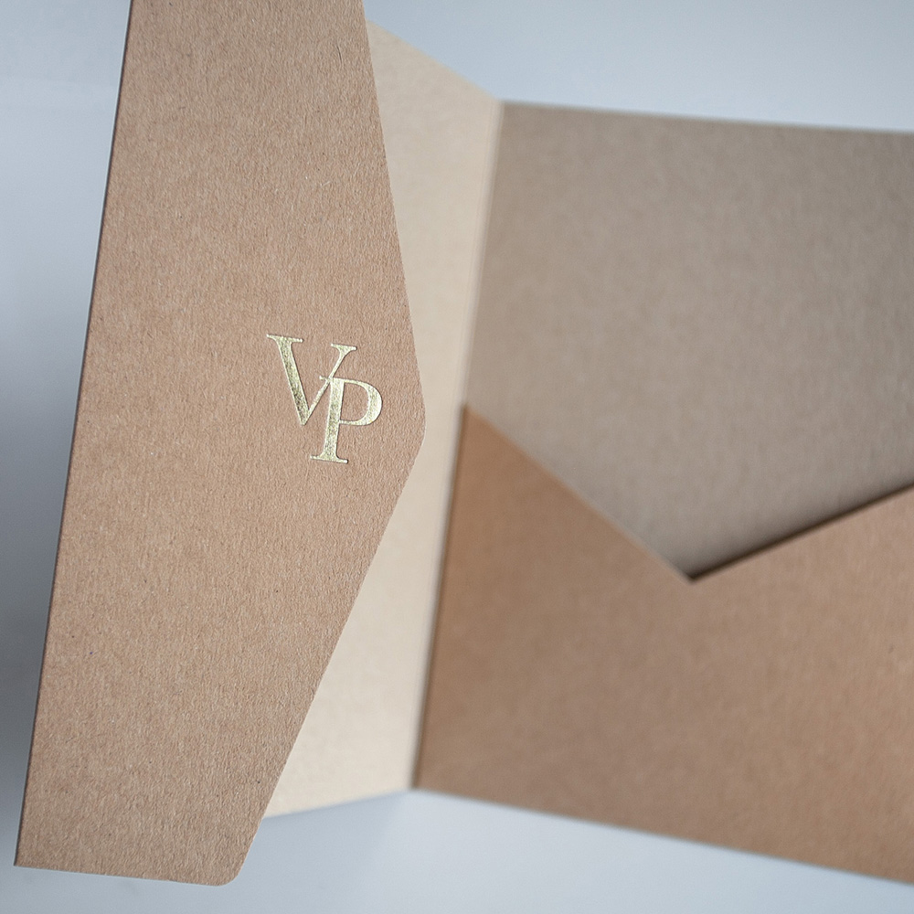 Kraft Brown Foil Pressed Pocketfold Envelopes 5x7"